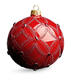 Glass-Blown Hand-Painted Christmas Bauble with Lace Trims
