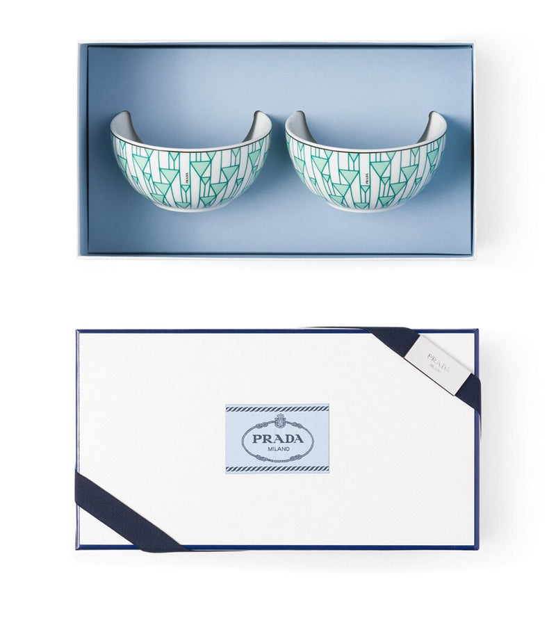 Prada porcelain rice bowls set of 2, 12cm width, imported from the UK