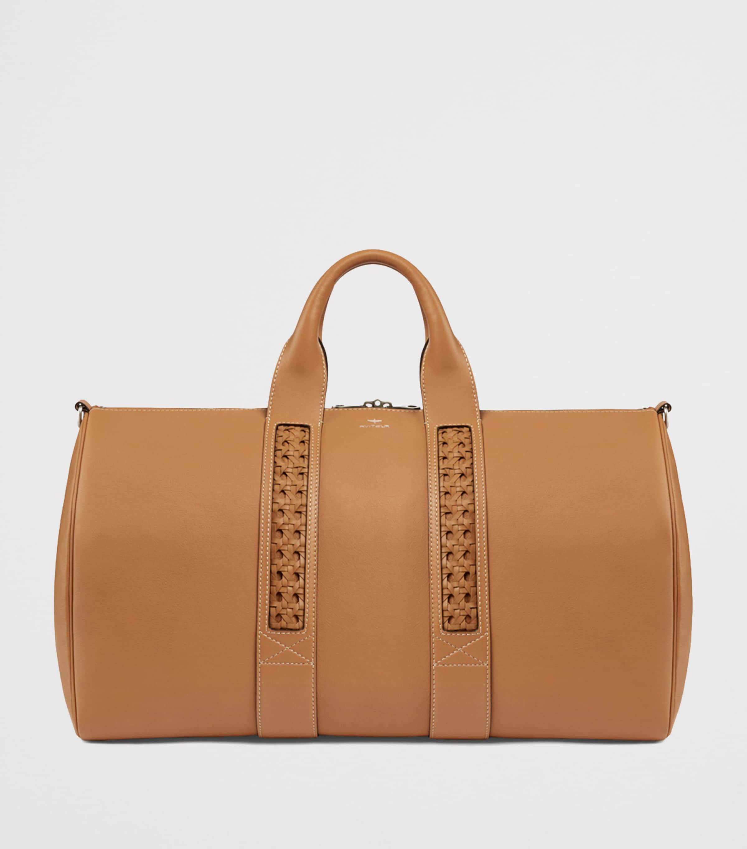 Aviteur leather woven-detail holdall - British product