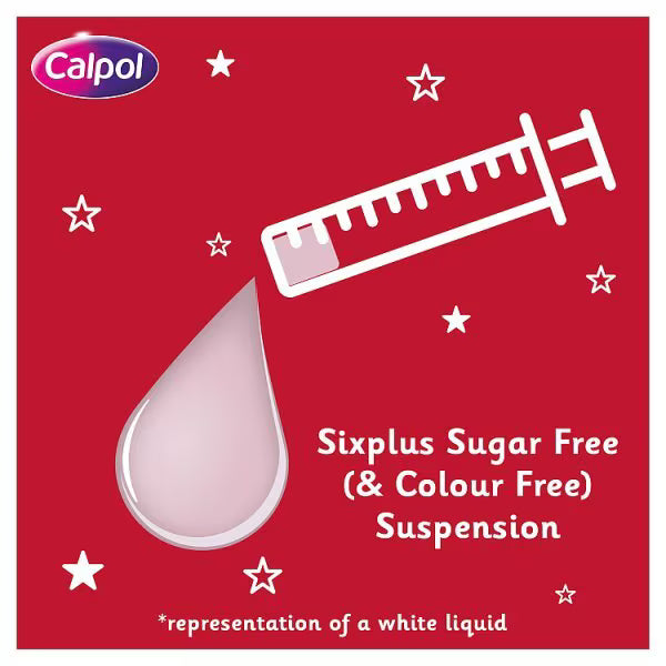 Calpol SixPlus Strawberry Suspension Sugar Free 80ml - British product