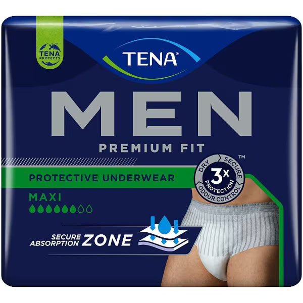 TENA Men Premium Fit Incontinence Pants Maxi L/XL 8 pack, imported from the UK