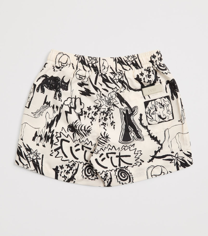 OAS graphic print swim shorts for children 4-12 years, imported from the UK