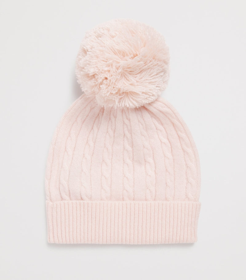 Purebaby cashmere cable-knit beanie, imported from the UK