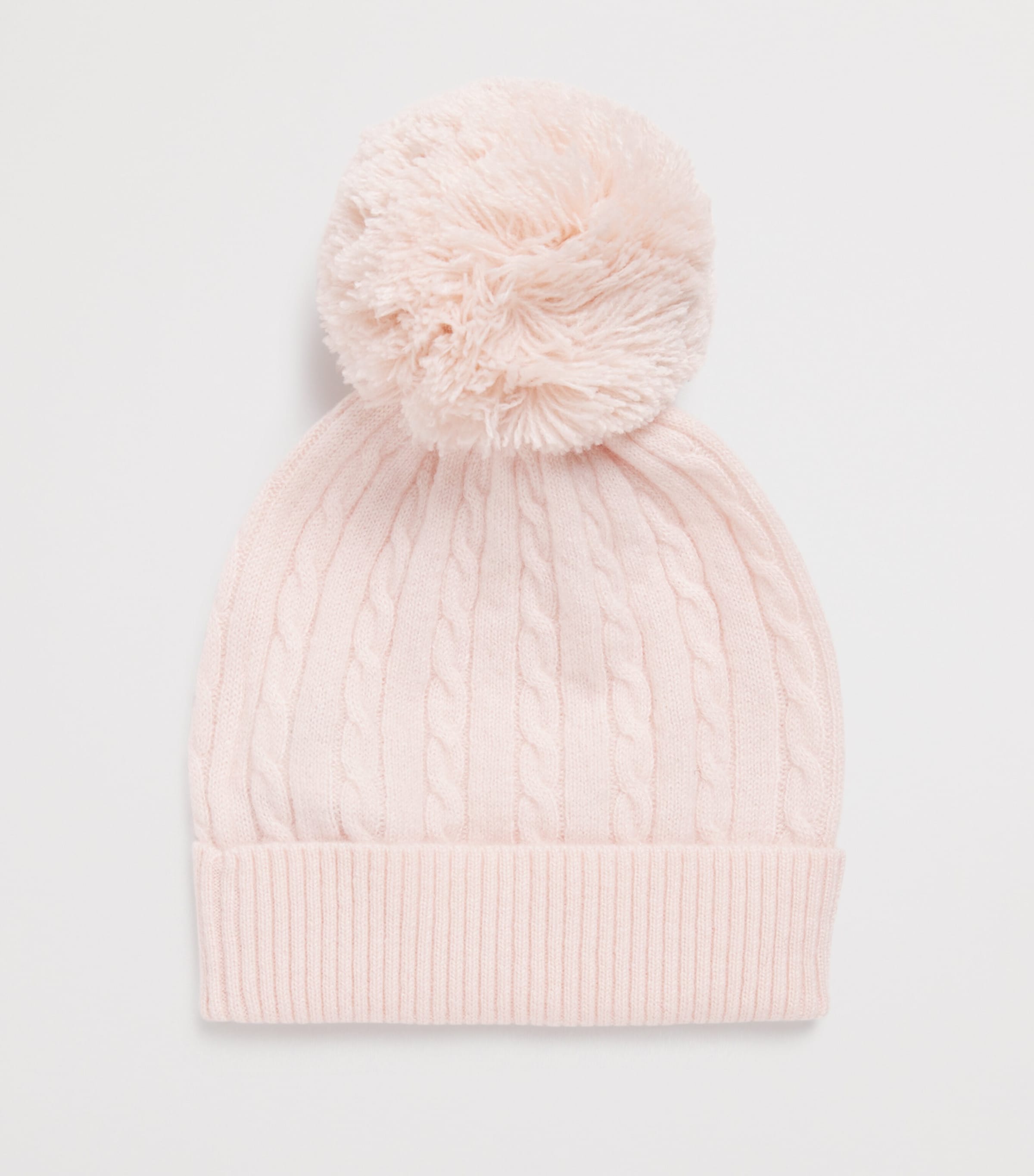 Purebaby cashmere cable-knit beanie, imported from the UK