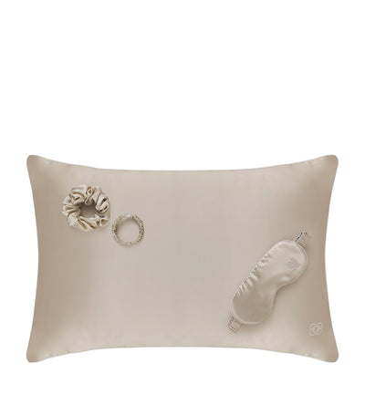 Silk Sleep Set with Pillowcase, Eye Mask, and Scrunchies