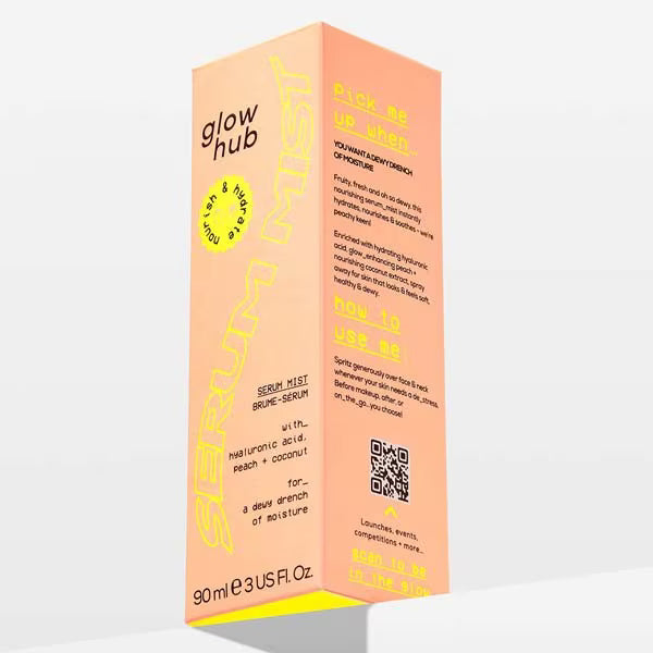 Glow Hub Nourish serum mist packaging design , UK version