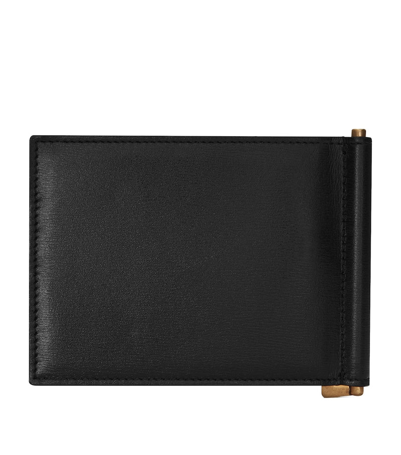 Saint Laurent leather bifold wallet with money clip and monogram detailing (British brand)