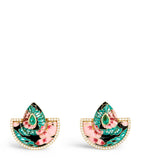 L'Atelier Nawbar yellow gold and diamond Chinoiserie bond fan earrings, UK version