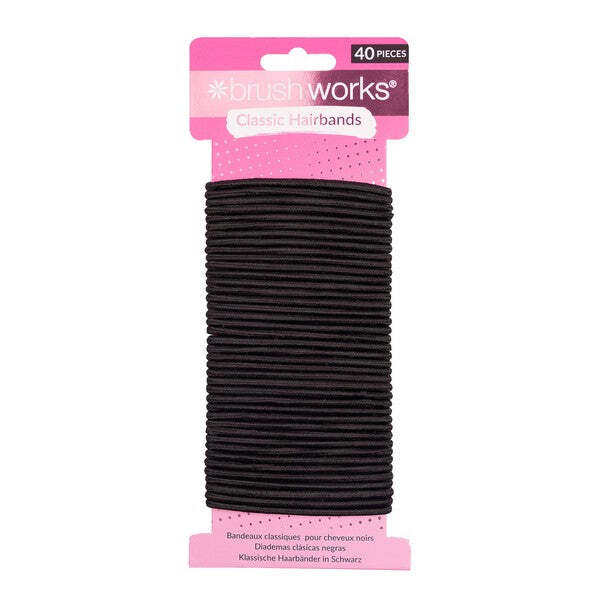 Brushworks Black Hair Bands 40 Pack, imported from the UK