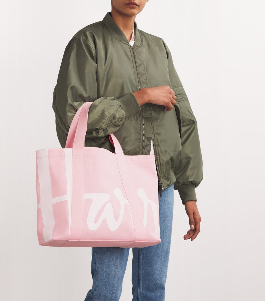 Harrods medium cotton logo tote bag, UK version