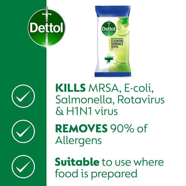 Dettol Antibacterial Multipurpose Lime &amp;amp; Mint Wipes   3 x 110 per pack