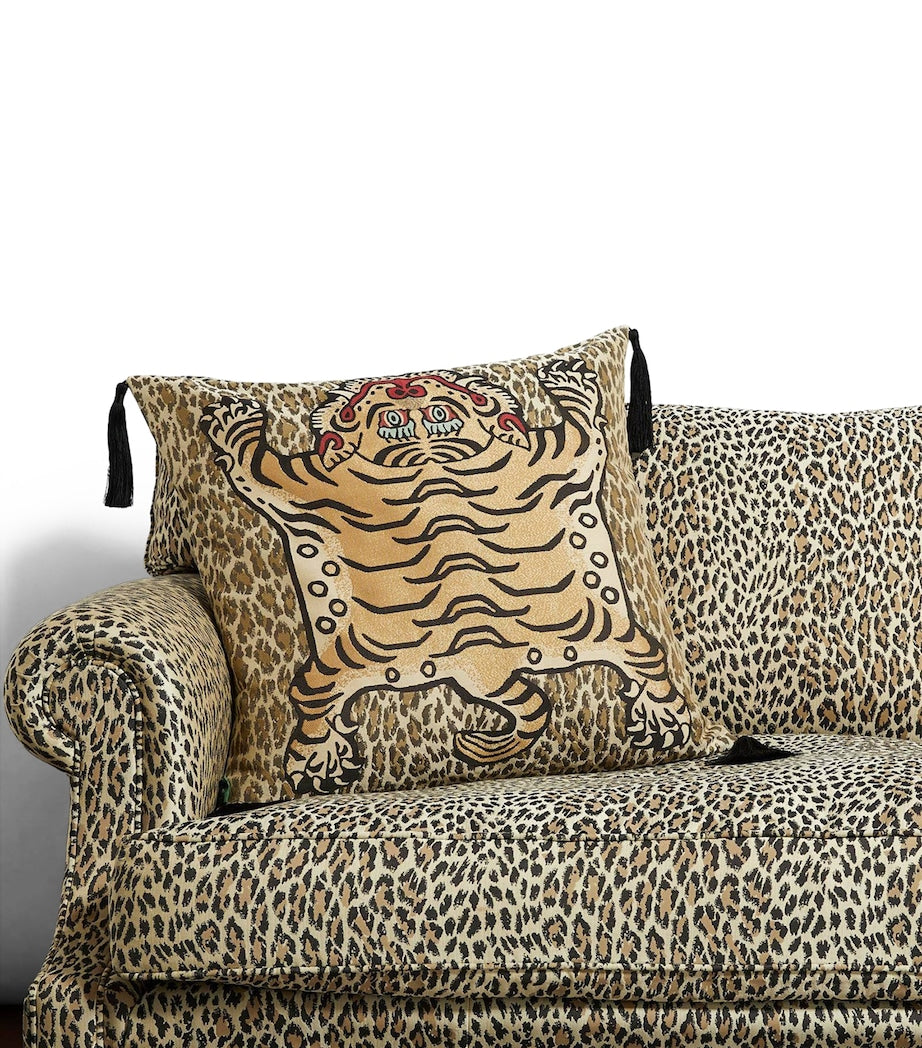 House of Hackney Jacquard Wild Saber Tassel Cushion with leopard print 60cm x 60cm, UK version