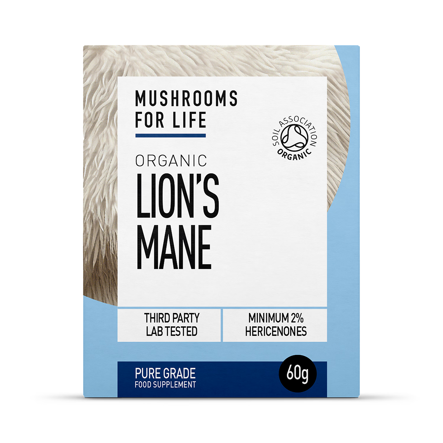 Mushrooms For Life Lion's Mane powder 60g, imported from the UK