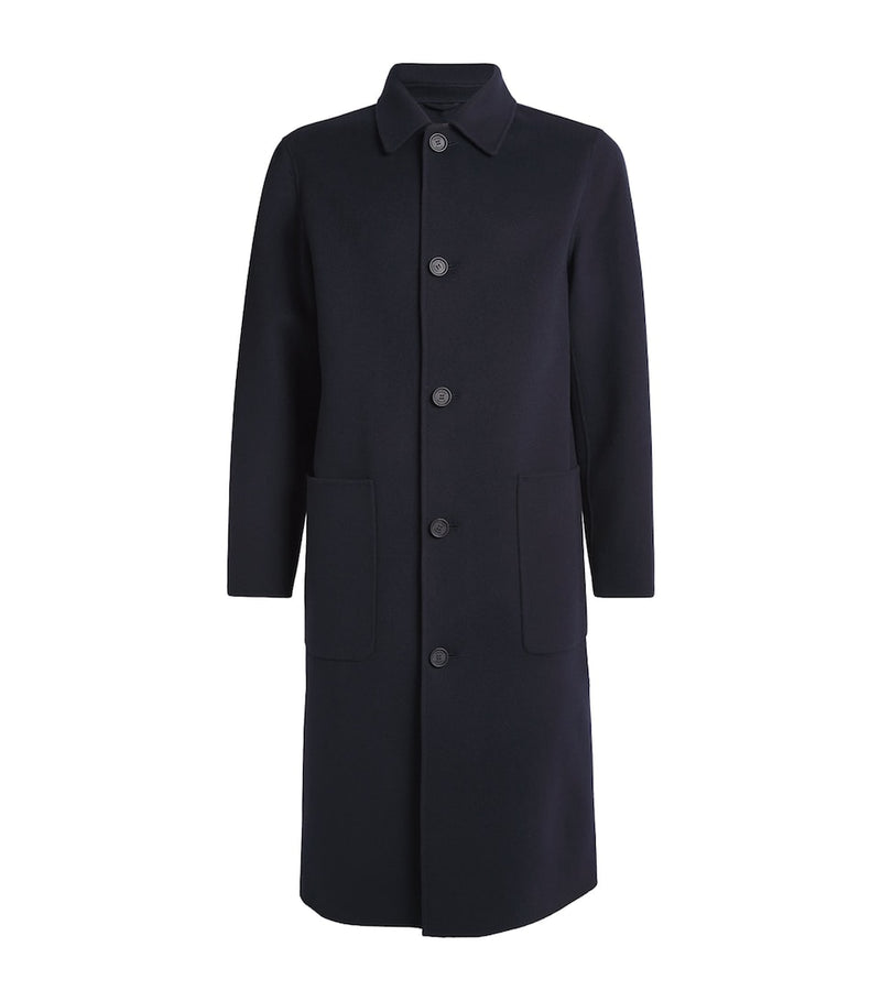 Regular Fit Virgin Wool Overcoat with Notched Lapels