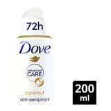 Dove Advanced Care Coconut &amp;amp; Jasmine Anti-Perspirant Deodorant Spray with plant based moisturiser for 72hour protection 200ml