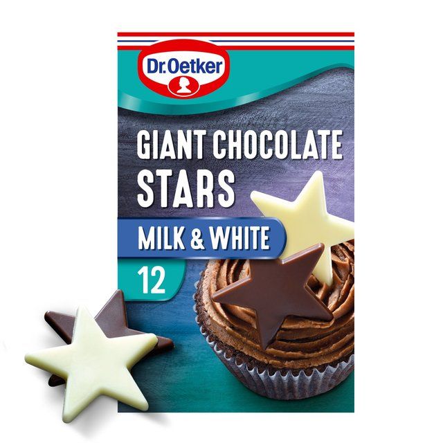 Dr. Oetker 12 Giant White &amp;amp; Milk Chocolate Stars   20g