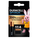 Duracell Optimum Alkaline AA Batteries, pack of 4