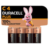 Duracell Plus 100% C Alkaline Batteries   4 per pack