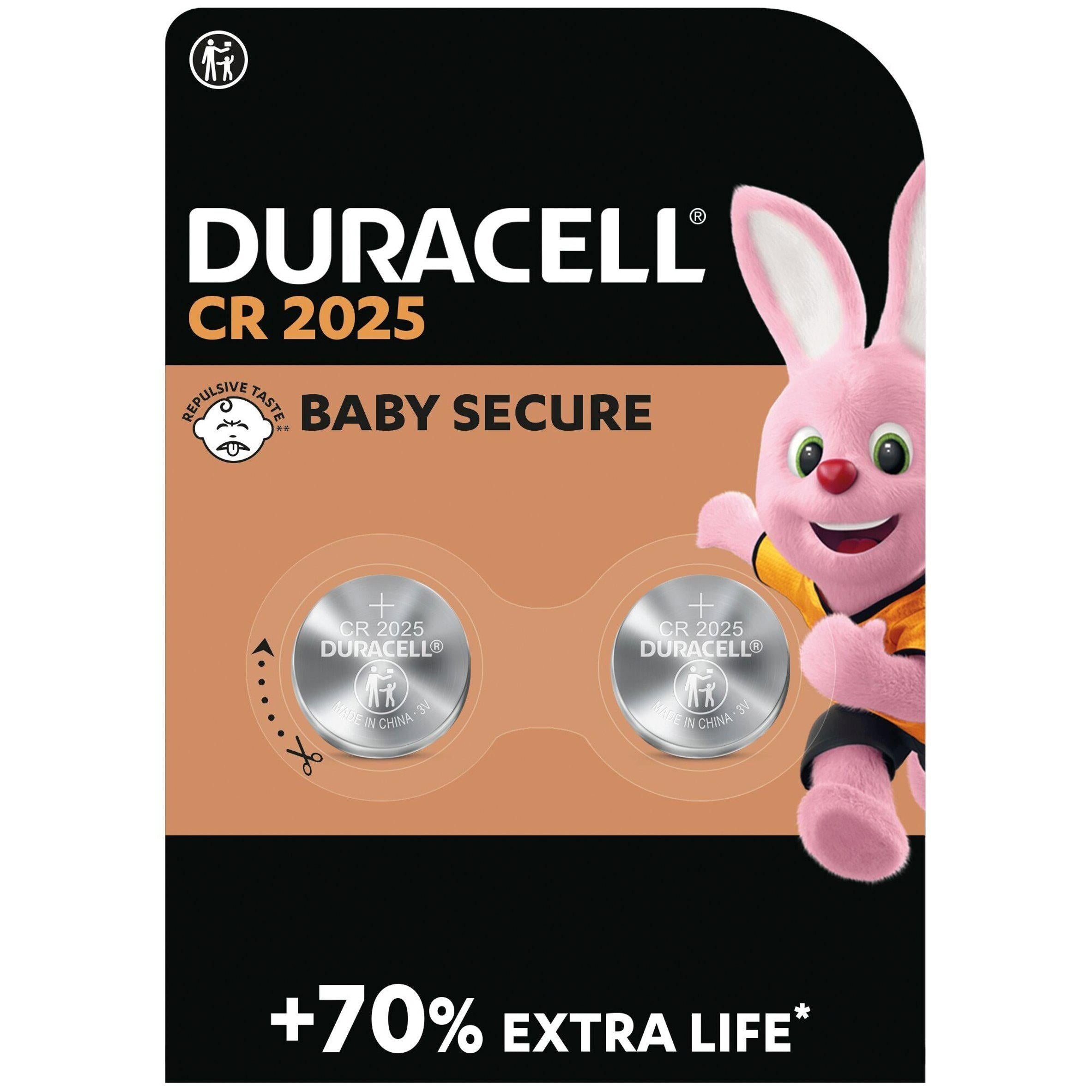 Duracell Specialty 2025 Lithium Coin Battery 3V (DL2025 / CR2025), pack of 2