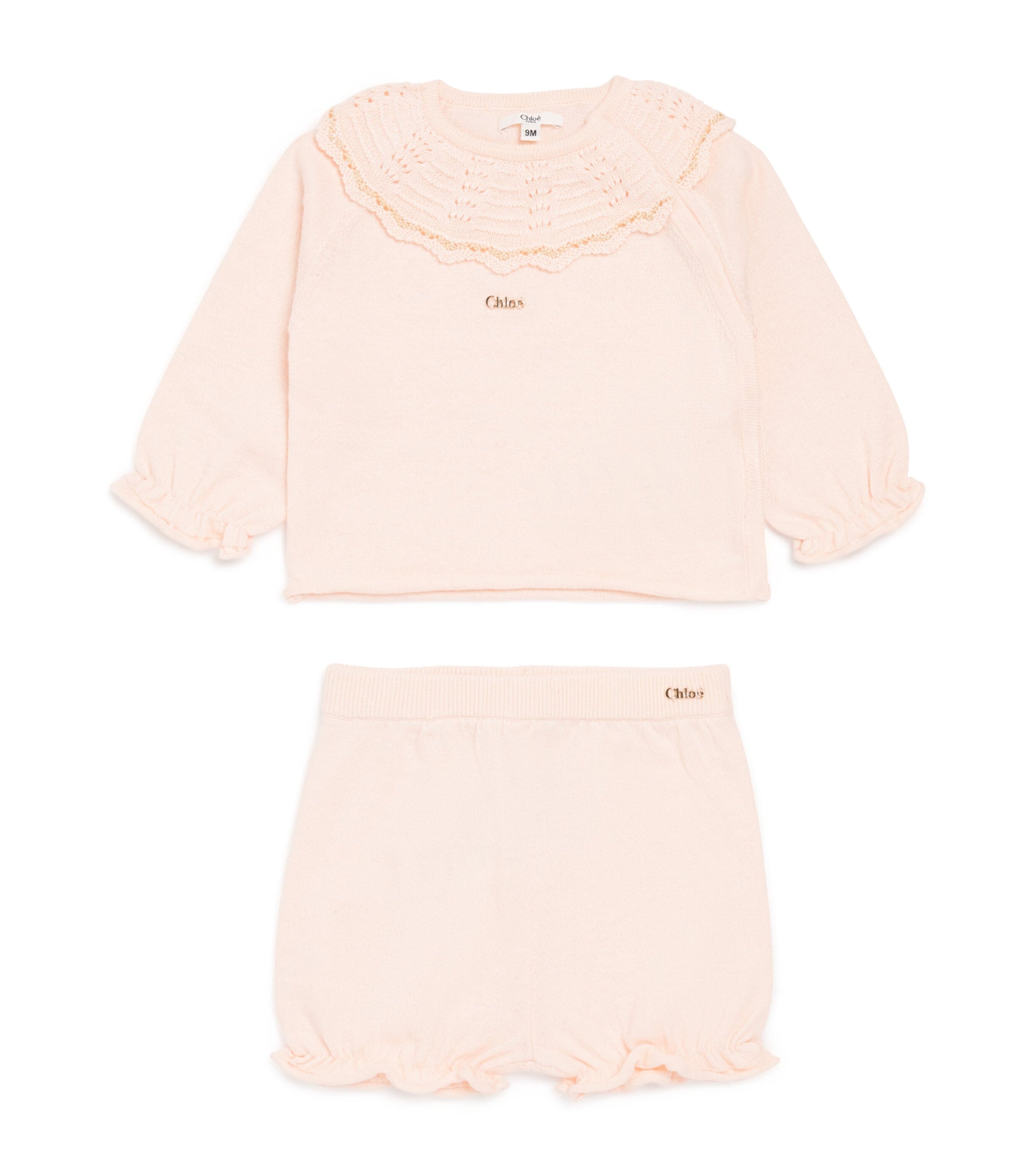 Chloé Kids cotton-cashmere cardigan and trousers set 3-18 months - British product