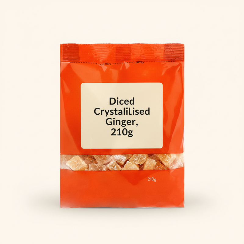 Holland & Barrett crystallised ginger 210g, imported from the UK