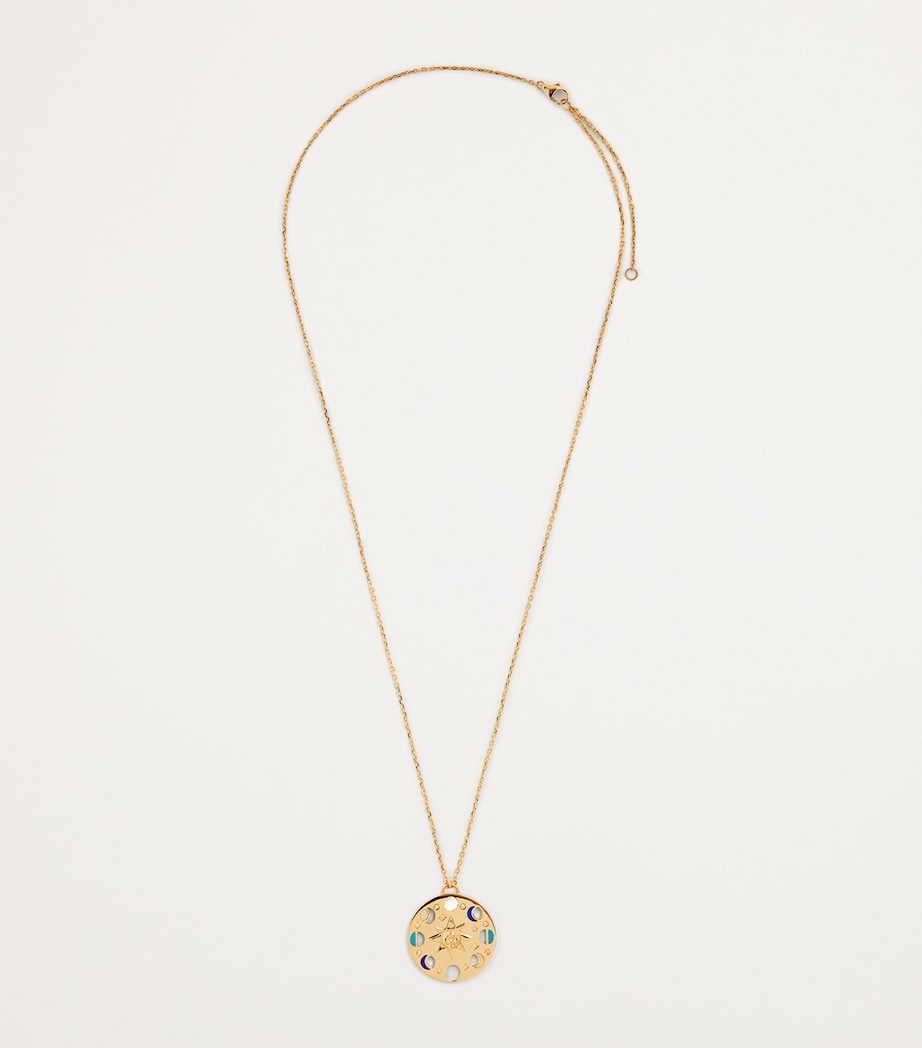L'Atelier Nawbar yellow gold diamond lapis turquoise moon phase necklace, UK version