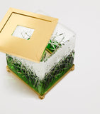 Zodiac crystal Ivy Green tissue box with gold-plated lid (British brand)