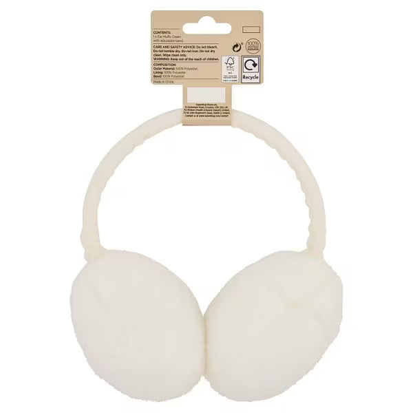 Superdrug cream coloured faux fur ear muffs (British brand)