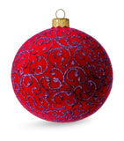 Glass-Blown Hand-Painted Christmas Bauble with Lace Trims