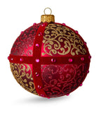 Glass-Blown Hand-Painted Christmas Bauble with Lace Trims