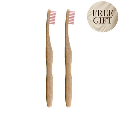 Dr Botanicals Pink Bamboo Toothbrush Twin Pack Manual Toothbrushes