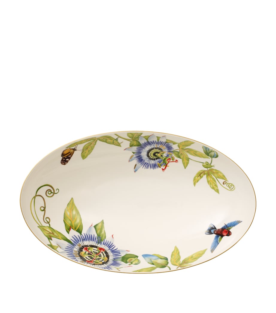Villeroy & Boch oval bowl with floral print and gold banding, 38cm x 22cm (British brand)
