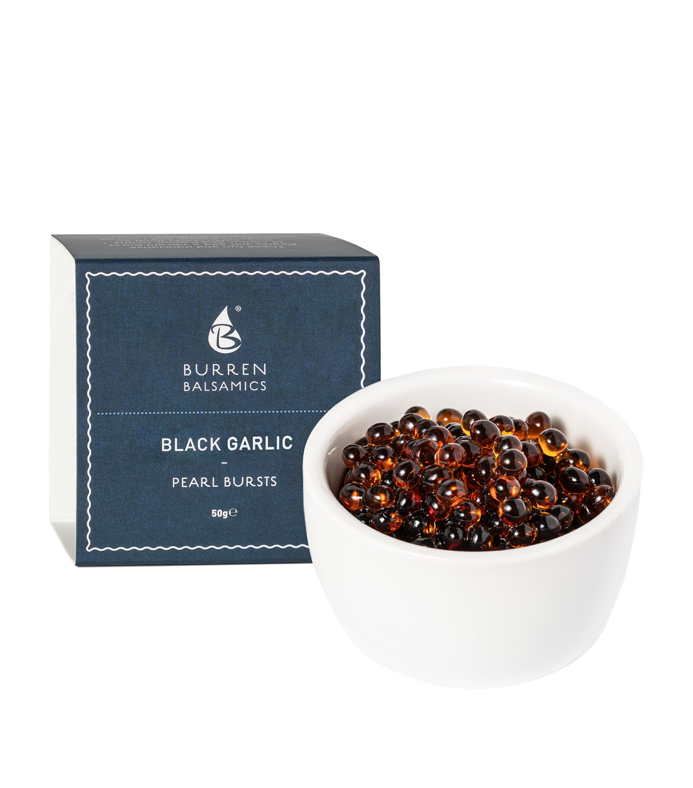 Burren Balsamic Black Garlic-Infused Balsamic Vinegar of Modena Pearl Bursts (50g)