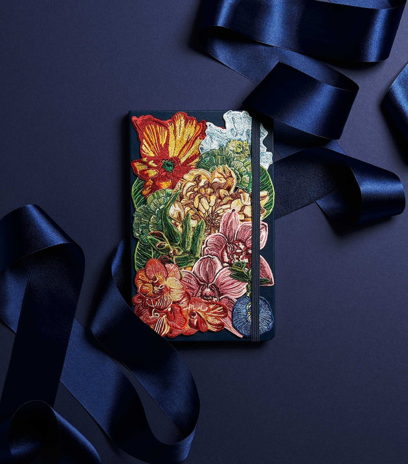Moleskine large embroidered potpourri notebook 13x21cm with 176 pages, imported from the UK
