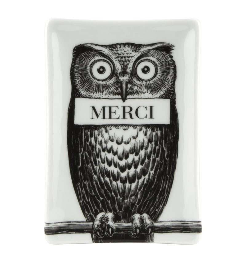 Fornasetti rectangular porcelain ashtray - British product