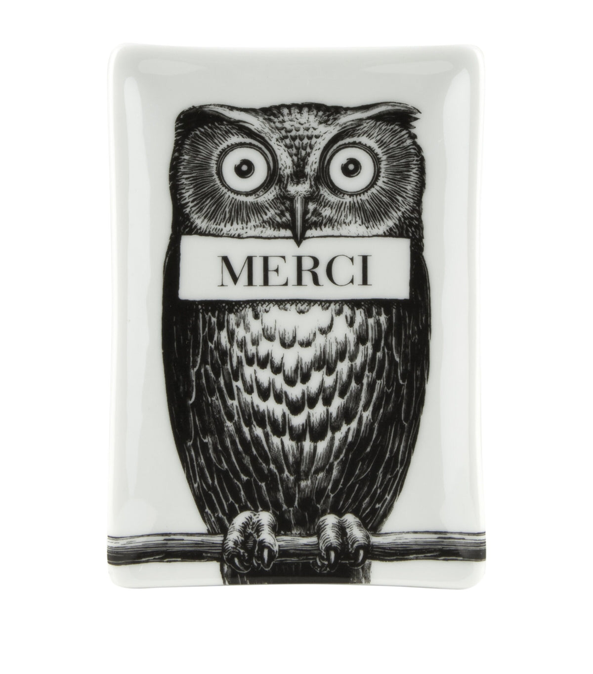 Fornasetti rectangular porcelain ashtray - British product