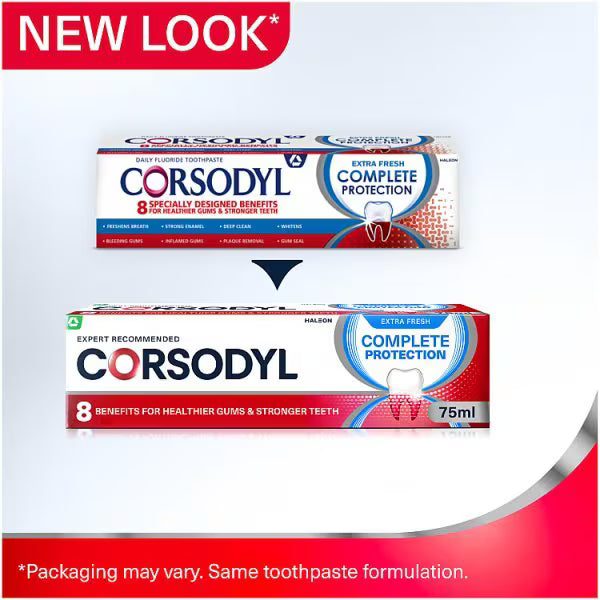Corsodyl Complete Protection toothpaste extra fresh 75ml, imported from the UK
