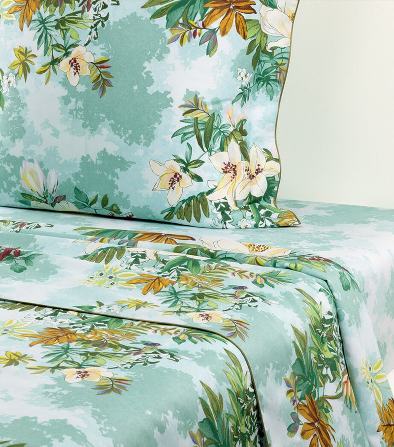 Yves Delorme floral print organic cotton Super King flat sheet (British brand)