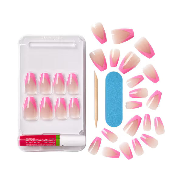 KISS French colour press on nails squared 31ct, UK version