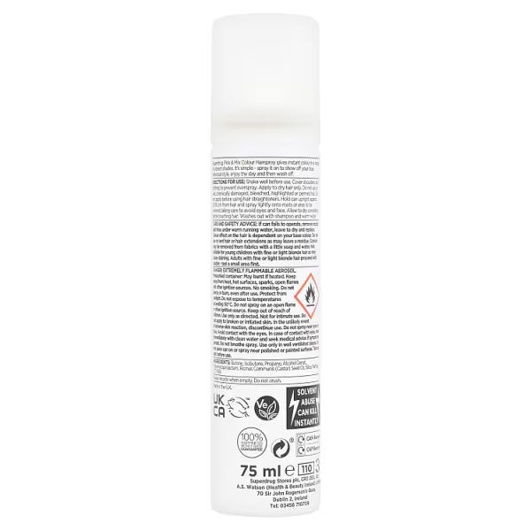 Superdrug Temporary Hair Colour Spray Black 75ml, imported from the UK