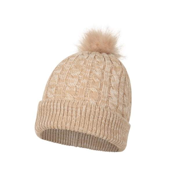 Mountain Warehouse womens pom pom faux fur lined beanie, imported from the UK