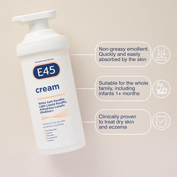 E45 Moisturising Cream for Dry Skin with Pump 500g