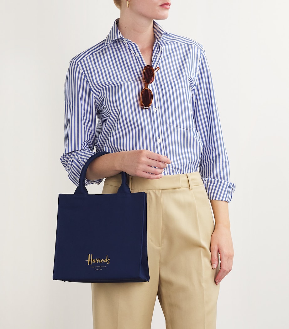 Harrods small cotton tote bag with gold logo, UK version