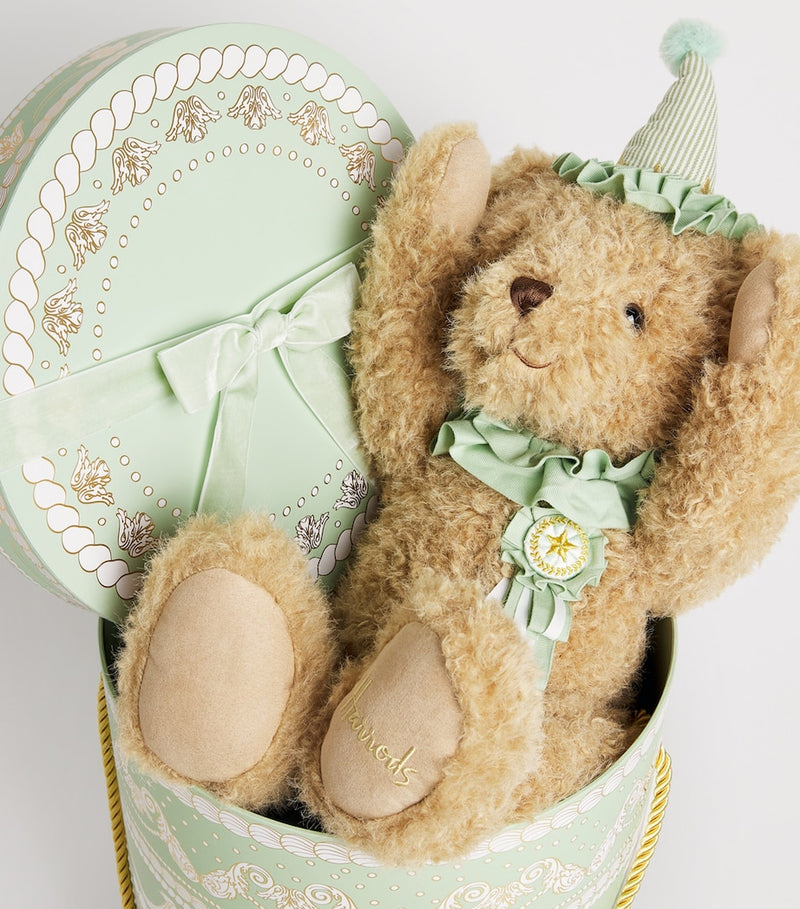 Harrods soft plush birthday teddy bear with movable limbs 44cm, UK version