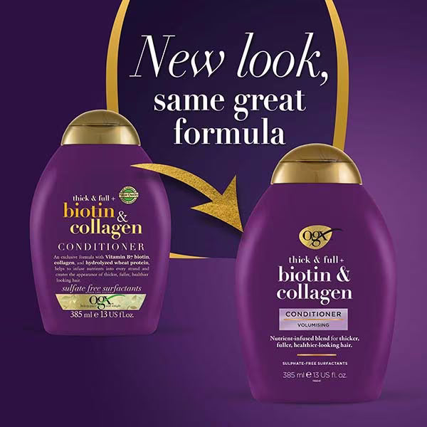 OGX Thick & Full Biotin Collagen Conditioner 385ml, imported from the UK