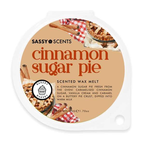 Sassy Scents Cinnamon Sugar Pie Wax Melt 50g, imported from the UK