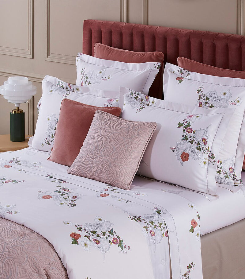 Yves Delorme organic cotton sateen floral print king fitted sheet 150x200cm (British brand)