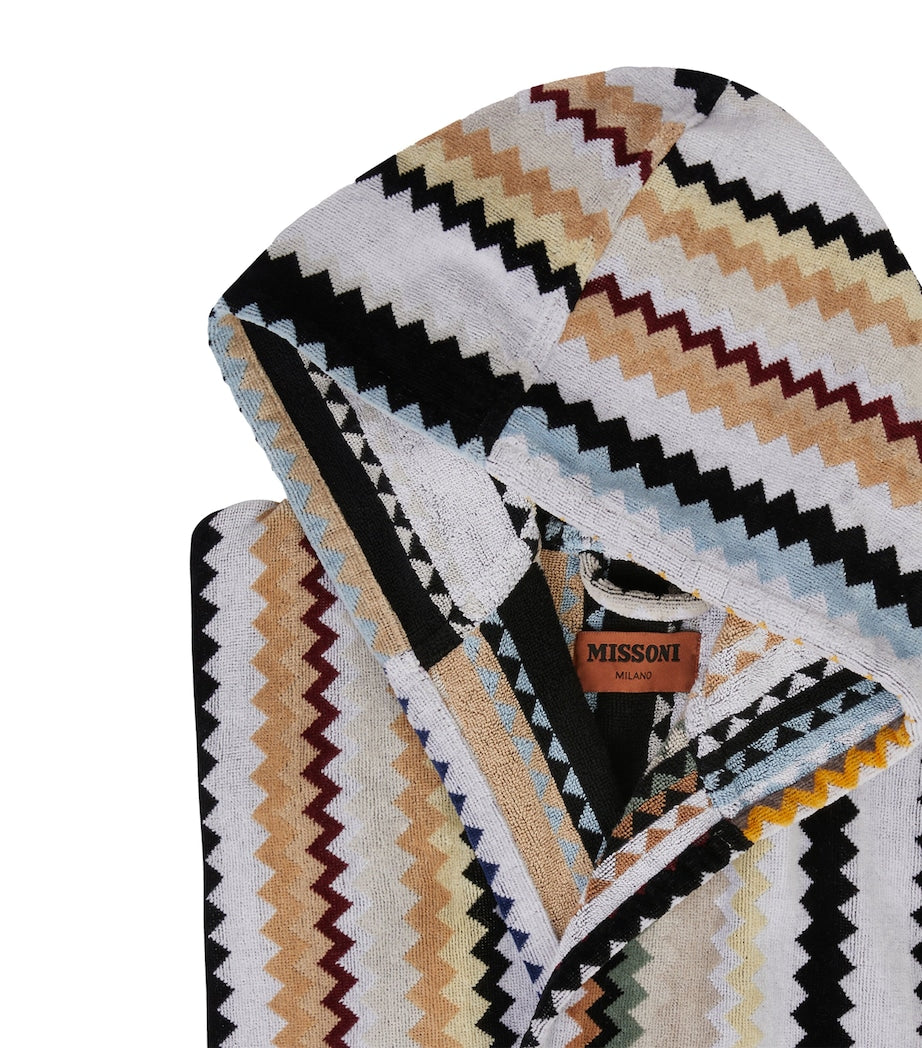Missoni Home medium hooded towelling zigzag robe, imported from the UK