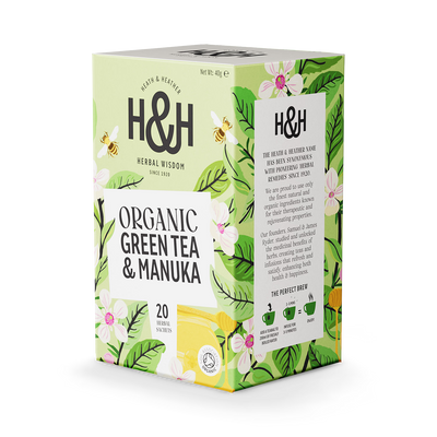 Infusettes de thé vert bio Manuka Heath & Heather, 20 sachets