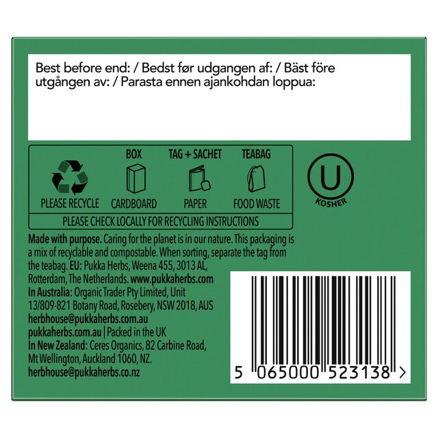 Pukka Organic Three Mint Tea 20 Home Compostable Herbal Tea Bags 32g   20 per pack - McGrocer